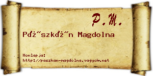 Pászkán Magdolna névjegykártya